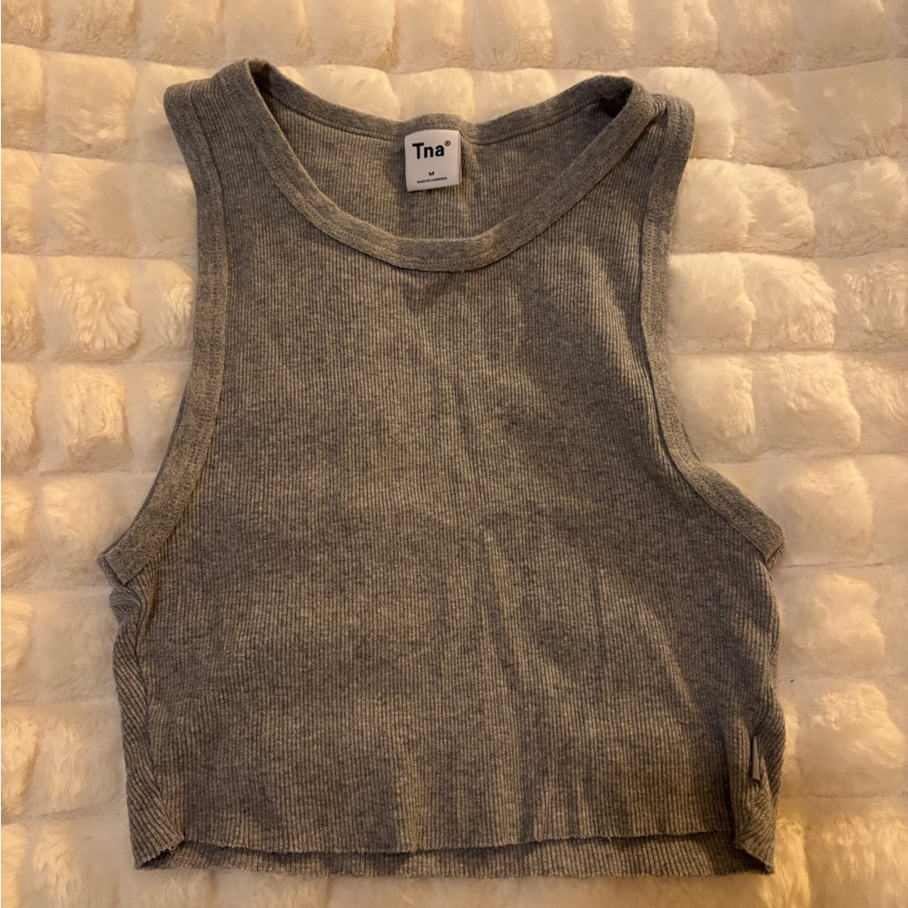 TNA Heather Gray Ribbed Tank Top